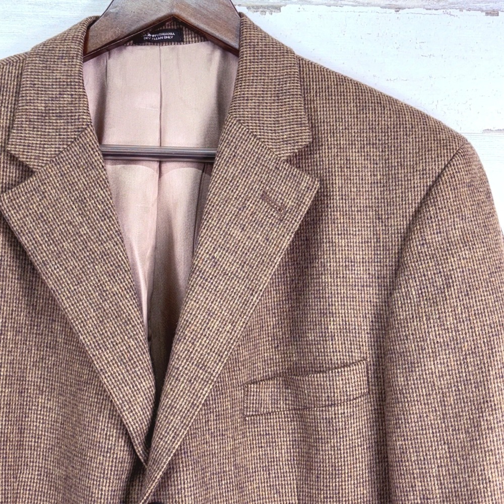 Fenzia Mens Blazer 42L Wool Camelhair Blend Beige Tweed Sport Coat‎ Jacket